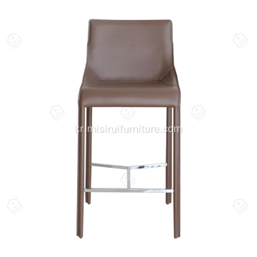 회색 안장 가죽 스테인레스 스틸 고급 바 의자